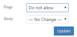 WordPress Bulk Edit options - Do not allow pings